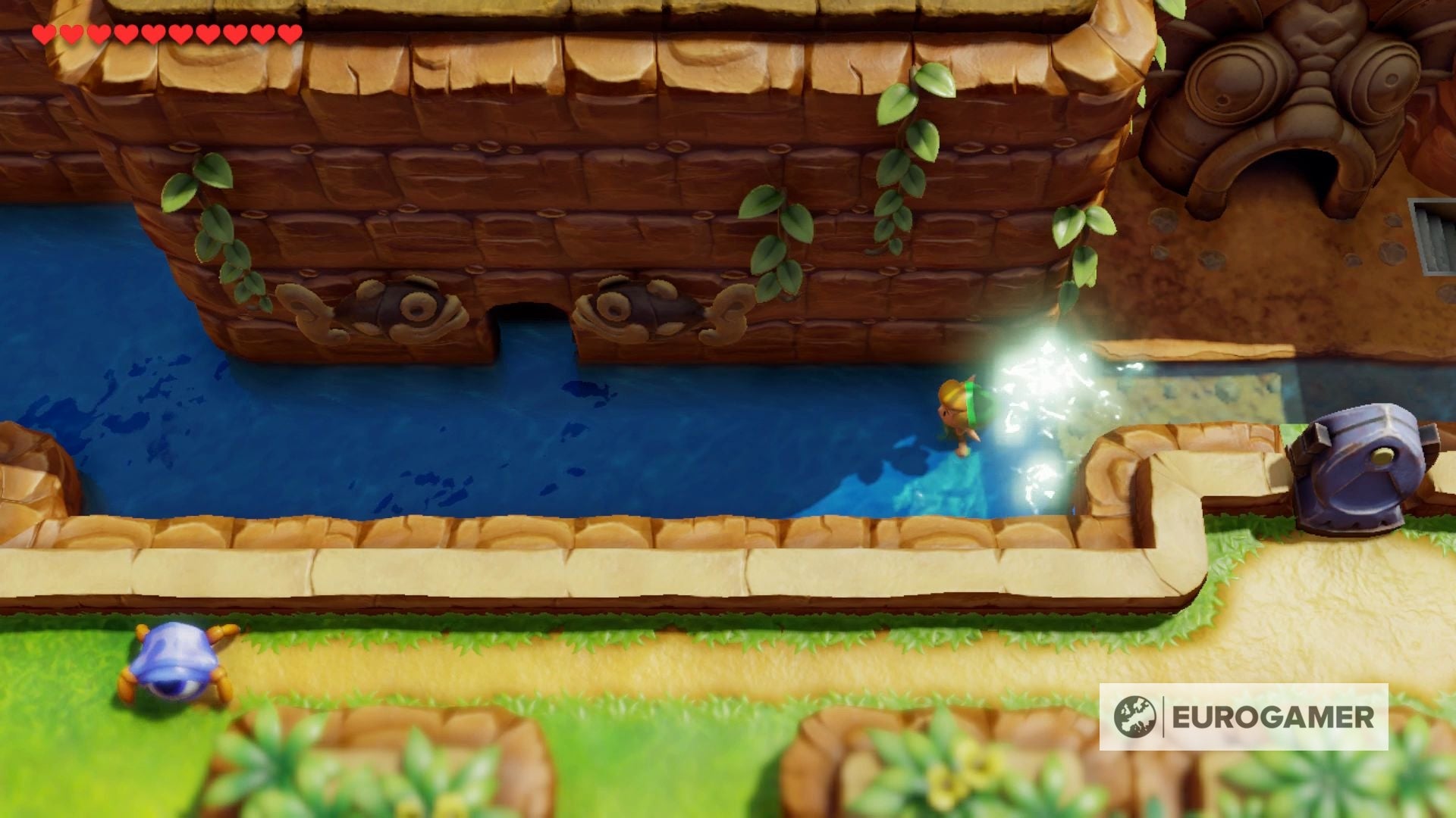 Zelda Link's Awakening Pink Ghost house and grave with flowers